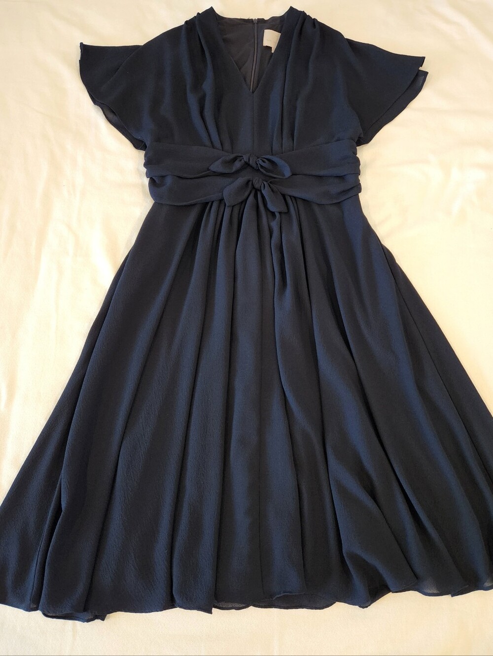 Gal Meets Glam Midi Dress Navy Blue Size 14 Fit & Flare Crepe